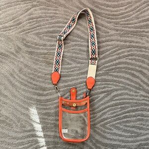 Clear Crossbody Bag with Patterned Strap